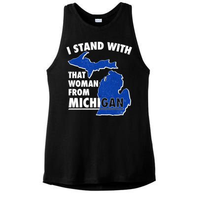 I Stand With That Woman From Michigan Support Ladies PosiCharge Tri-Blend Wicking Tank