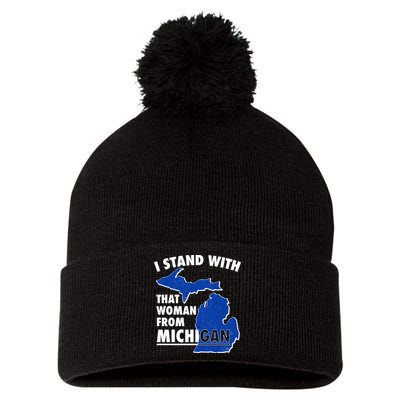 I Stand With That Woman From Michigan Support Pom Pom 12in Knit Beanie