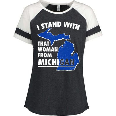 I Stand With That Woman From Michigan Support Enza Ladies Jersey Colorblock Tee