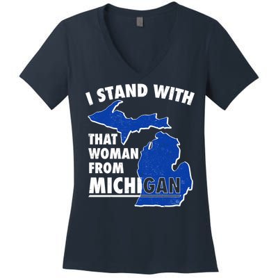 I Stand With That Woman From Michigan Support Women's V-Neck T-Shirt