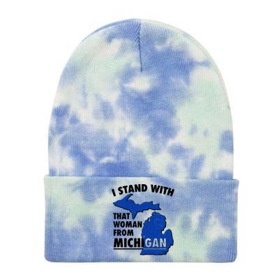 I Stand With That Woman From Michigan Support Tie Dye 12in Knit Beanie