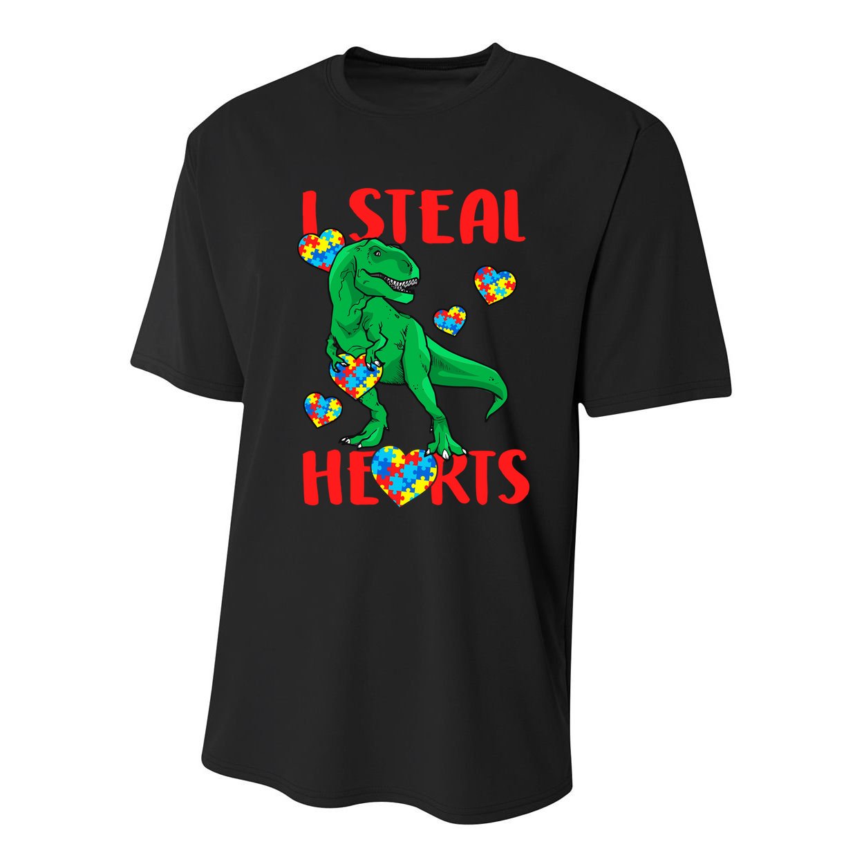 I Steal Hearts Autism Awareness Dinosaur Youth Performance Sprint T-Shirt
