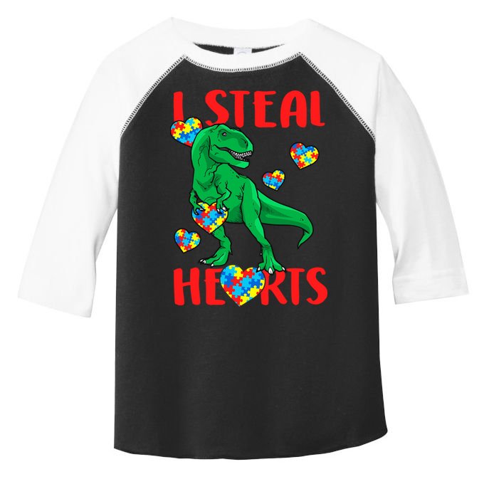 I Steal Hearts Autism Awareness Dinosaur Toddler Fine Jersey T-Shirt