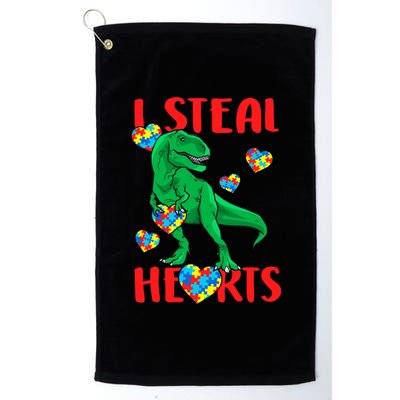 I Steal Hearts Autism Awareness Dinosaur Platinum Collection Golf Towel