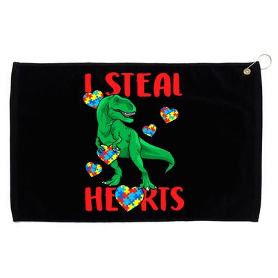 I Steal Hearts Autism Awareness Dinosaur Grommeted Golf Towel