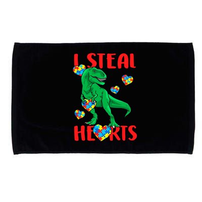 I Steal Hearts Autism Awareness Dinosaur Microfiber Hand Towel