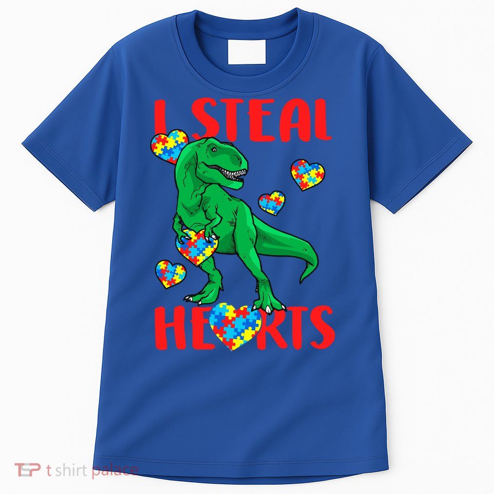 I Steal Hearts Autism Awareness Dinosaur Tall T-Shirt