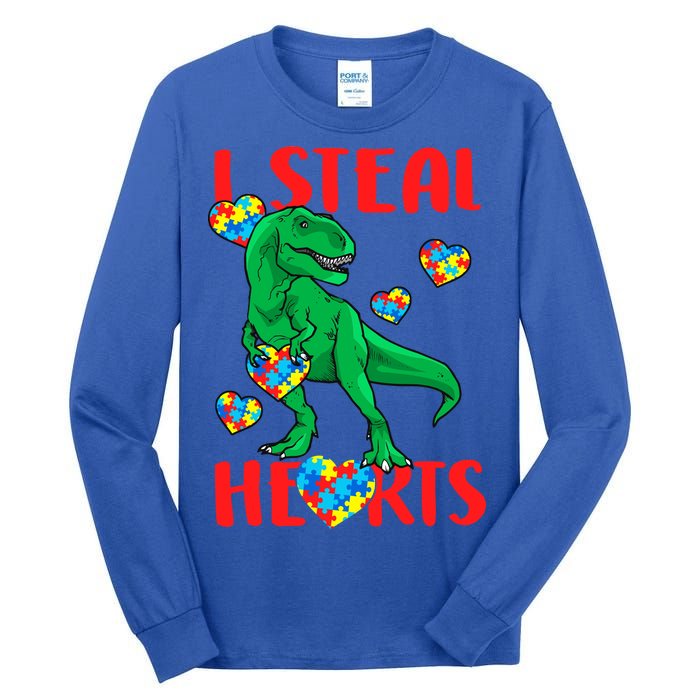 I Steal Hearts Autism Awareness Dinosaur Tall Long Sleeve T-Shirt