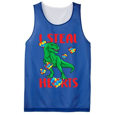 I Steal Hearts Autism Awareness Dinosaur Mesh Reversible Basketball Jersey Tank