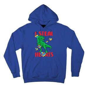 I Steal Hearts Autism Awareness Dinosaur Tall Hoodie