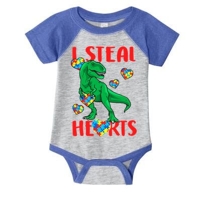 I Steal Hearts Autism Awareness Dinosaur Infant Baby Jersey Bodysuit