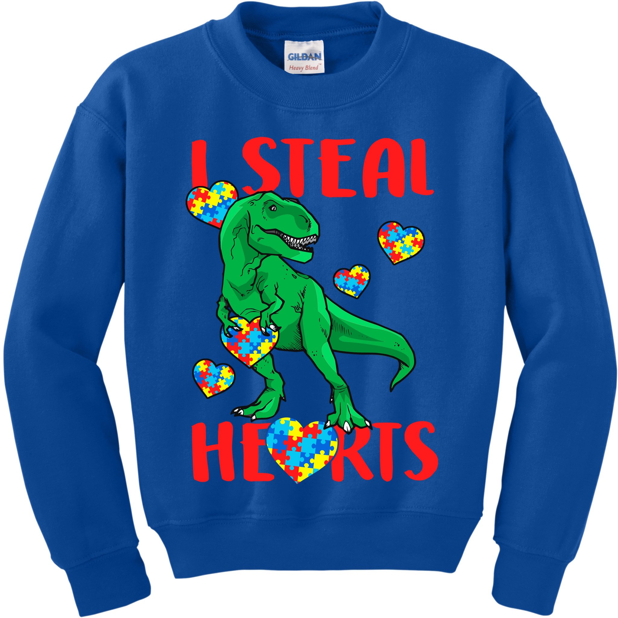 I Steal Hearts Autism Awareness Dinosaur Kids Sweatshirt