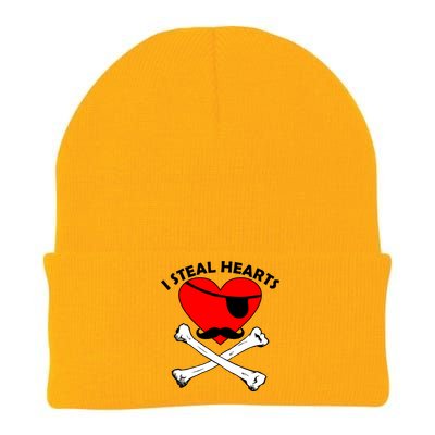 I Steal Hearts Pirate Crossbones Mustache Valentine's Day Design Knit Cap Winter Beanie