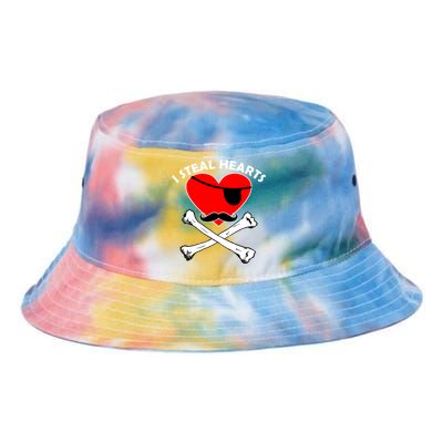 I Steal Hearts Pirate Crossbones Mustache Valentine's Day Design Tie Dye Newport Bucket Hat