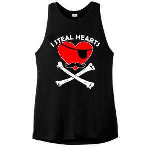 I Steal Hearts Pirate Crossbones Mustache Valentine's Day Design Ladies PosiCharge Tri-Blend Wicking Tank