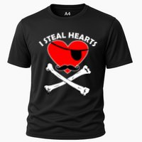 I Steal Hearts Pirate Crossbones Mustache Valentine's Day Design Cooling Performance Crew T-Shirt