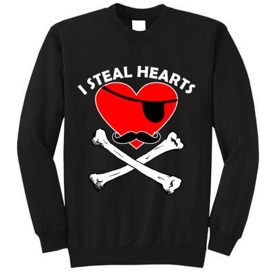 I Steal Hearts Pirate Crossbones Mustache Valentine's Day Design Sweatshirt