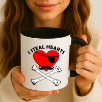 I Steal Hearts Pirate Crossbones Mustache Valentine's Day Design Mug