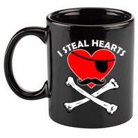 I Steal Hearts Pirate Crossbones Mustache Valentine's Day Design 11oz C Handle Ceramic Mug
