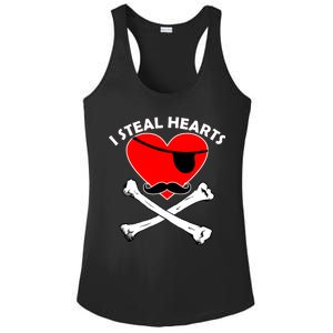 I Steal Hearts Pirate Crossbones Mustache Valentine's Day Design Ladies PosiCharge Competitor Racerback Tank