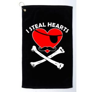 I Steal Hearts Pirate Crossbones Mustache Valentine's Day Design Platinum Collection Golf Towel