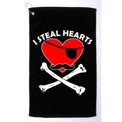 I Steal Hearts Pirate Crossbones Mustache Valentine's Day Design Golf Towel