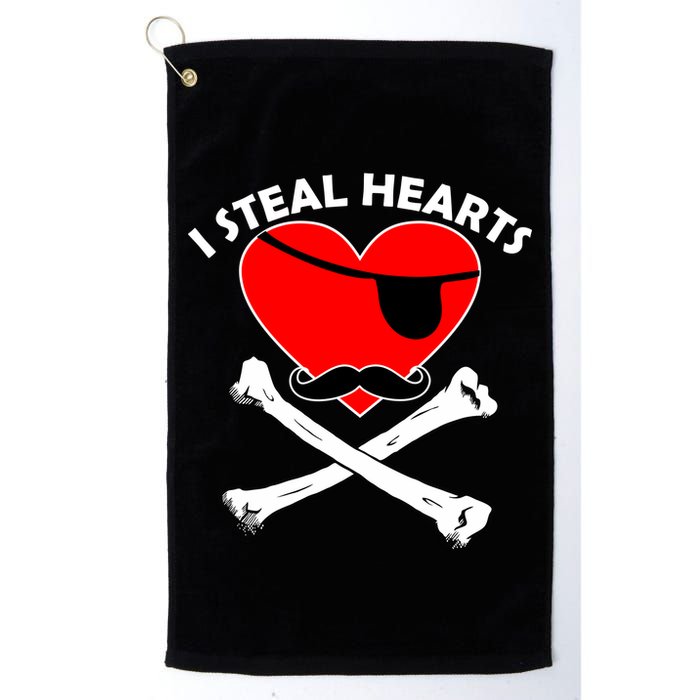 I Steal Hearts Pirate Crossbones Mustache Valentine's Day Design Golf Towel