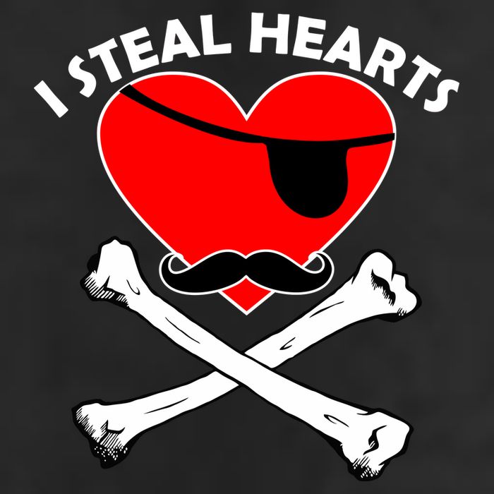 I Steal Hearts Pirate Crossbones Mustache Valentine's Day Design Golf Towel