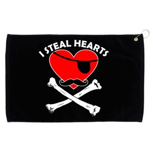 I Steal Hearts Pirate Crossbones Mustache Valentine's Day Design Grommeted Golf Towel