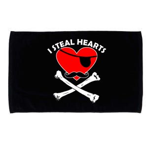 I Steal Hearts Pirate Crossbones Mustache Valentine's Day Design Microfiber Hand Towel