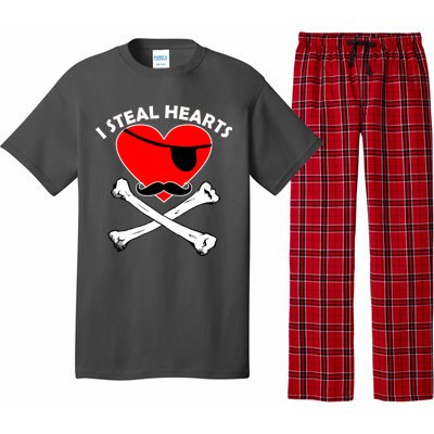 I Steal Hearts Pirate Crossbones Mustache Valentine's Day Design Pajama Set