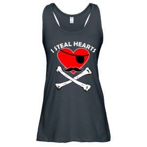 I Steal Hearts Pirate Crossbones Mustache Valentine's Day Design Ladies Essential Flowy Tank