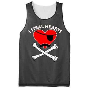 I Steal Hearts Pirate Crossbones Mustache Valentine's Day Design Mesh Reversible Basketball Jersey Tank