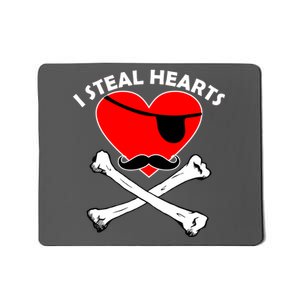 I Steal Hearts Pirate Crossbones Mustache Valentine's Day Design Mousepad