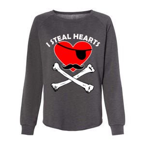 I Steal Hearts Pirate Crossbones Mustache Valentine's Day Design Womens California Wash Sweatshirt