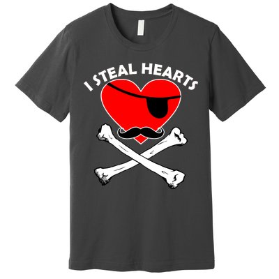 I Steal Hearts Pirate Crossbones Mustache Valentine's Day Design Premium T-Shirt