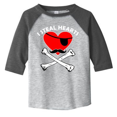 I Steal Hearts Pirate Crossbones Mustache Valentine's Day Design Toddler Fine Jersey T-Shirt