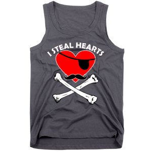 I Steal Hearts Pirate Crossbones Mustache Valentine's Day Design Tank Top