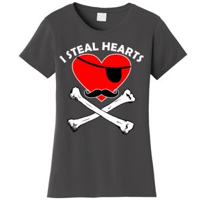 I Steal Hearts Pirate Crossbones Mustache Valentine's Day Design Women's T-Shirt