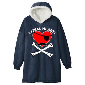 I Steal Hearts Pirate Crossbones Mustache Valentine's Day Design Hooded Wearable Blanket