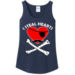 I Steal Hearts Pirate Crossbones Mustache Valentine's Day Design Ladies Essential Tank