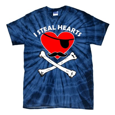 I Steal Hearts Pirate Crossbones Mustache Valentine's Day Design Tie-Dye T-Shirt