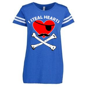 I Steal Hearts Pirate Crossbones Mustache Valentine's Day Design Enza Ladies Jersey Football T-Shirt