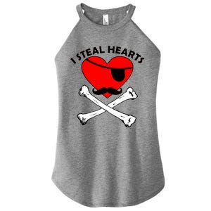 I Steal Hearts Pirate Crossbones Mustache Valentine's Day Design Women's Perfect Tri Rocker Tank