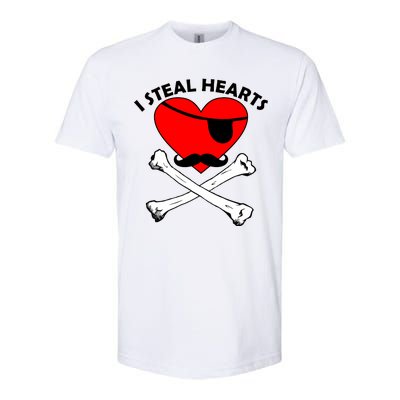 I Steal Hearts Pirate Crossbones Mustache Valentine's Day Design Softstyle® CVC T-Shirt