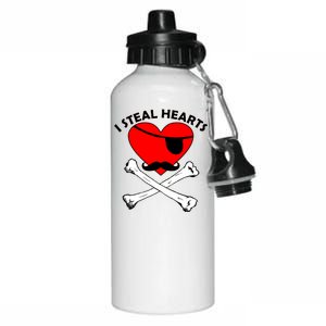 I Steal Hearts Pirate Crossbones Mustache Valentine's Day Design Aluminum Water Bottle