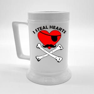 I Steal Hearts Pirate Crossbones Mustache Valentine's Day Design Beer Stein