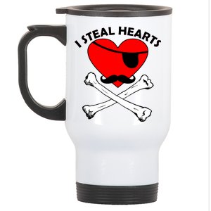 I Steal Hearts Pirate Crossbones Mustache Valentine's Day Design Stainless Steel Travel Mug