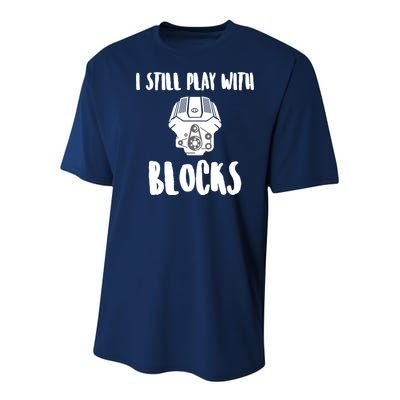 I Still Play With Blocks Youth Performance Sprint T-Shirt