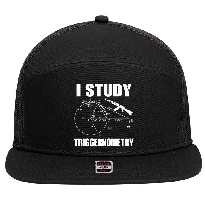 I Study Triggernometry Gun 7 Panel Mesh Trucker Snapback Hat